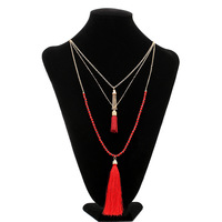 Women Fashion Tassel Chain Turquoise Necklaces Jewelry - Thumbnail 3