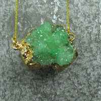 Small Gold Plated Green Cluster - Thumbnail 2