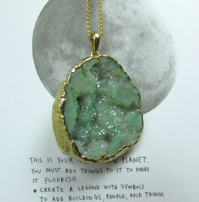Large Gold Plated Green Geode