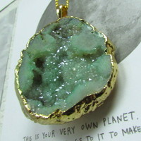 Large Gold Plated Green Geode - Thumbnail 2