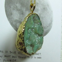 Large Gold Plated Green Geode - Thumbnail 3