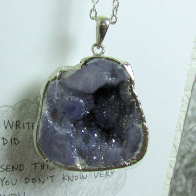 Medium silver plated purple geode