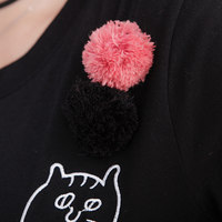 XL-4XL White/Black/Red Kitty Cat Pattern T-Shirt SP166736 - Thumbnail 4