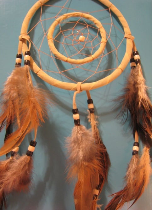 Large Tan Beaded Dream Catcher