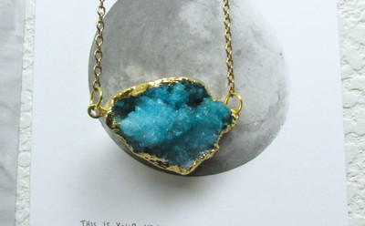 Gold Plated Turquoise Crystal Cluster