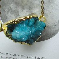 Gold Plated Turquoise Crystal Cluster - Thumbnail 2