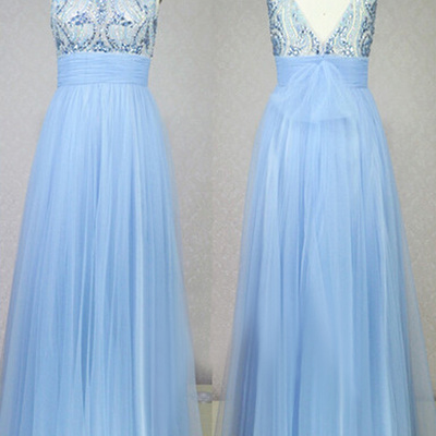 V-neck back prom dresses,lavender a-line scoop floor-length chiffon evening dress prom dresses 9716