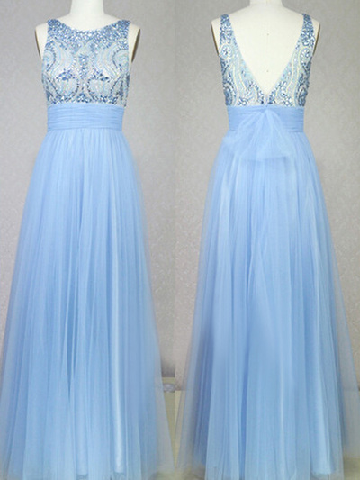 V-neck Back prom dresses,Lavender A-line Scoop Floor-length Chiffon Evening Dress Prom Dresses 9716