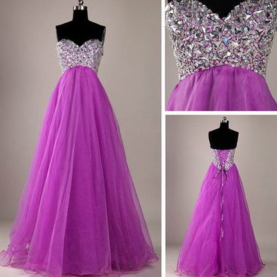 Empire prom dresses,a-line sweetheart floor-length tulle evening dress prom dresses 9724