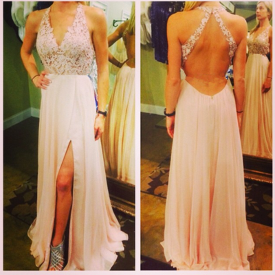 Vestidos prom dresses,pearl pink a-line v-neck floor-length chiffon evening dress prom dresses 9725