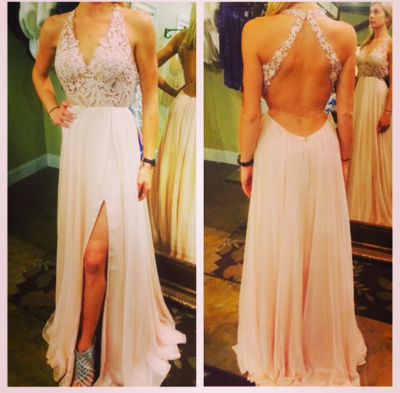 vestidos prom dresses,Pearl Pink A-line V-neck Floor-length Chiffon Evening Dress Prom Dresses 9725