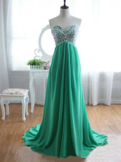hunter prom dresses,Hunter A-line Sweetheart Sweep Brush Train Chiffon Evening Dress Prom Dresses 9740