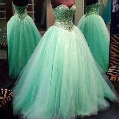 prom dresses for teens,Sage A-line Sweetheart Floor-length Tulle Evening Dress Prom Dresses 9754