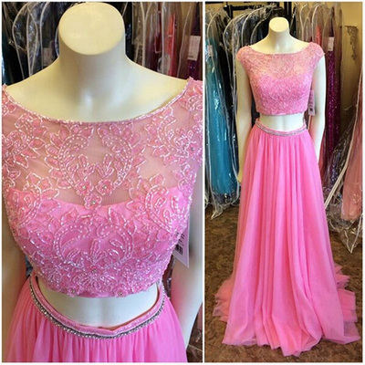 watermelon prom dresses,Watermelon A-line Scoop Floor-length Chiffon Evening Dress Prom Dresses 9781
