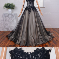 Black Tulle and Lace Ball Gowns Prom Gowns pst1210 - Thumbnail 1