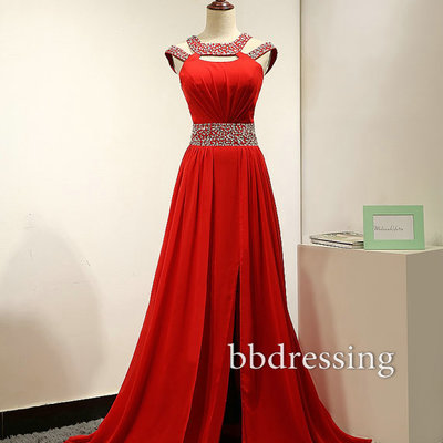 Red prom dress prom gowns pst0771