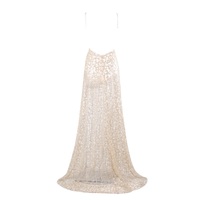 Beige See Thru Sequin Maxi - Thumbnail 4