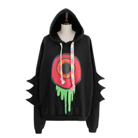 Harajuku eye dinosaur bat sleeve hoodies - Thumbnail 2