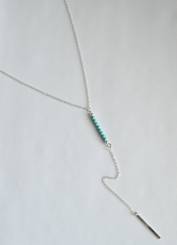 Y Shaped necklace-Turqiose Beads