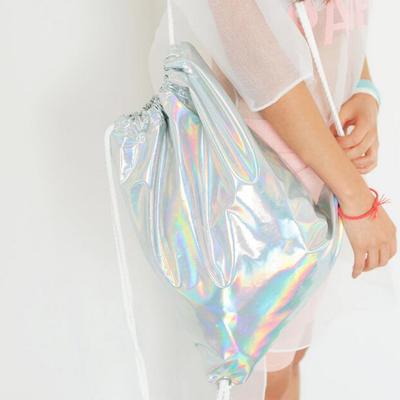 Silver hologram holographic backpack tote bag