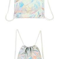 Silver Hologram Holographic Backpack Tote Bag - Thumbnail 3
