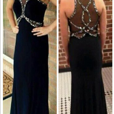 Tight prom dresses,black sheath column scoop floor-length chiffon evening dress prom dresses 9803