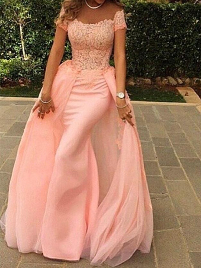 pink prom dresses,Pink A-line Off-the-shoulder Floor-length Chiffon Evening Dress Prom Dresses 9826