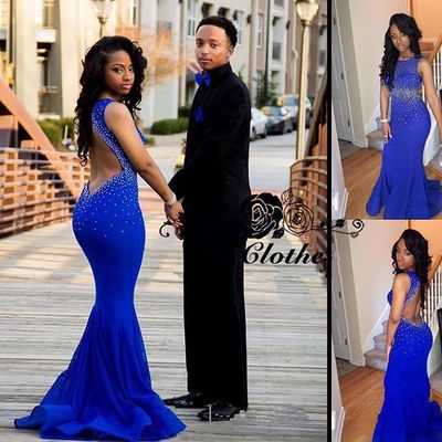 Royal blue prom dresses,royal blue trumpet mermaid scoop sweep brush train chiffon evening dress prom dresses 9827