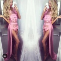Pink Sexy Playsuit Dress - Thumbnail 1
