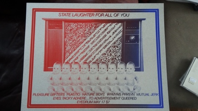 Pleasure Leftists/Plastic/Nature Boys/Wymyns Prysyn/Mutual Jerk 2 color screen print poster