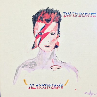 David bowie - aladdin sane (eyes opened edition) - 8"x 8" painting - acrylic on canvas