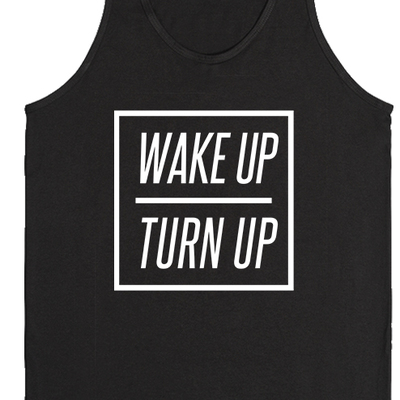 Wake up - black & white/gold - tank