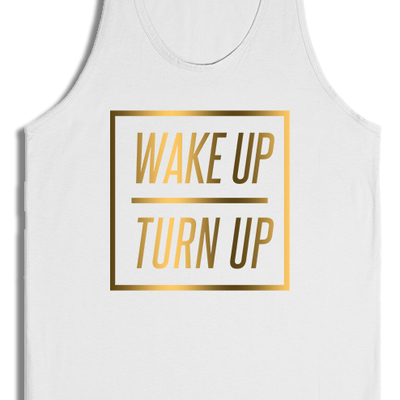 Wake up - black & white/gold - tank