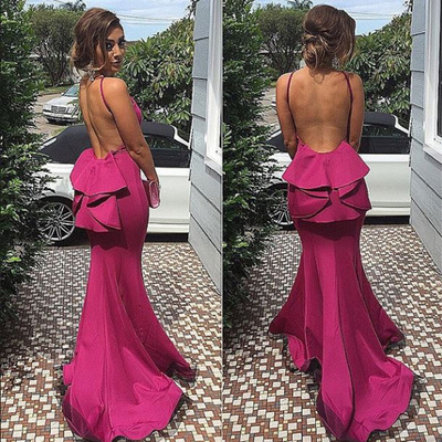 different prom dresses,Fuchsia Trumpet Mermaid Scoop Sweep Brush Train Elastic Woven Satin Evening Dress Prom Dresses 9844