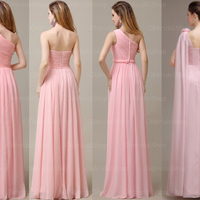 long bridesmaid dress, mismatched bridesmaid dress, pink bridesmaid dress, chiffon bridesmaid dress, wedding bridesmaid dress, PD15382 - Thumbnail 1