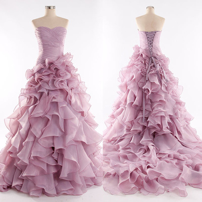 ball gown prom dresses,Pink A-line Sweetheart Floor-length Organza Evening Dress Prom Dresses 9863
