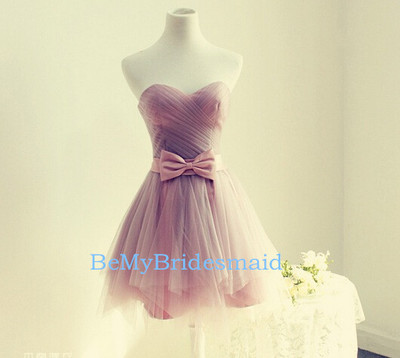 Lovely Tulle Short Sweetheart Prom Dress with Bow, Cute Prom Dresses, Homecoming Dresses