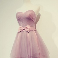 Lovely Tulle Short Sweetheart Prom Dress with Bow, Cute Prom Dresses, Homecoming Dresses - Thumbnail 1