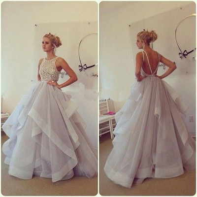 Long prom dresses,a-line scoop floor-length organza evening dress prom dresses 9881