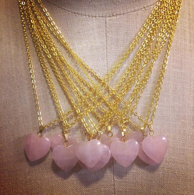 Petite Sweet Heart Necklace in Rose Quartz