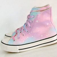 Harajuku galaxy Hand-painted canvas shoes - Thumbnail 2