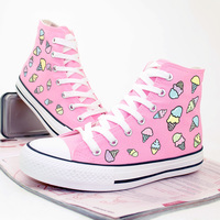 Harajuku ice cream hand-painted canvas shoes - Thumbnail 1