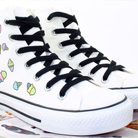 Harajuku ice cream hand-painted canvas shoes - Thumbnail 2