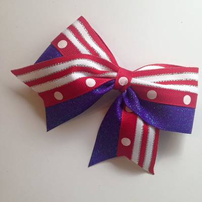 Glitter purple with red stripes and dots