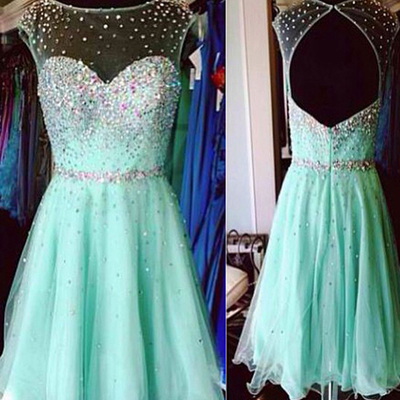 Short prom dresses,light sky blue a-line scoop sleeveless short/mini tulle homecoming dresses/short prom dresses 1441
