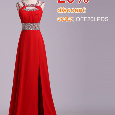 Red prom dresses,red a-line scoop floor-length chiffon prom dresses evening dresses 8789