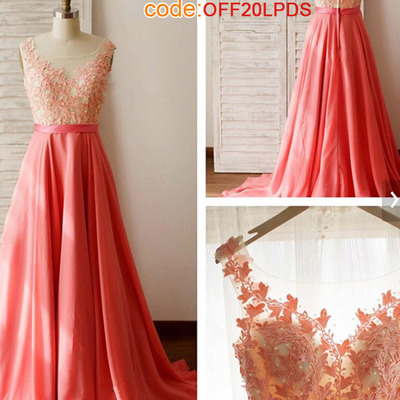 Vestidos prom dresses,peach a-line scoop floor-length chiffon prom dresses evening dresses 8794