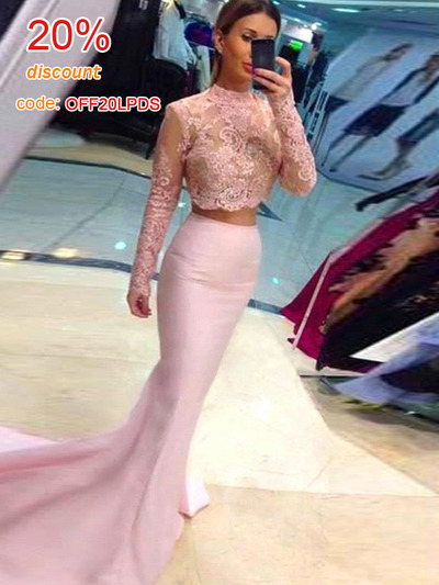 prom dresses pink,Pink Trumpet/Mermaid High Neck Satin Floor-length Prom Dresses Evening Dresses 8838