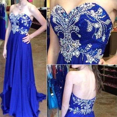 Royal blue prom dresses,royal blue a-line sweetheart floor-length chiffon evening dress prom dresses 9893
