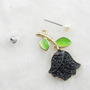 Betsey Johnson Black Rose Crystal Pearl Stud Earrings-1